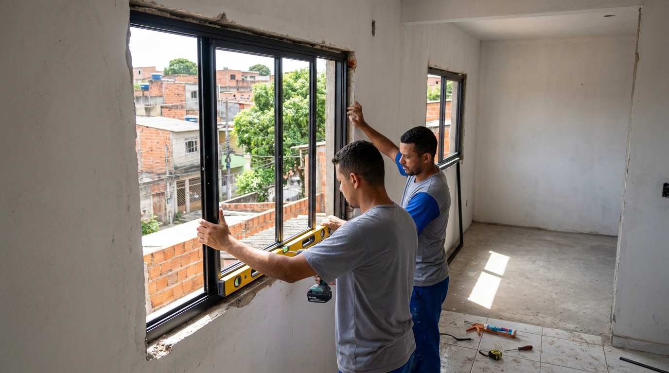 Esquadria de alumínio em obra em Palmas-TO